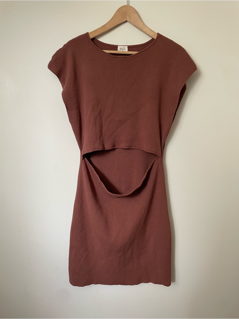 Aritzia Wilfred Free Cut-Out Knit Mini Dress Brown Size 2XL